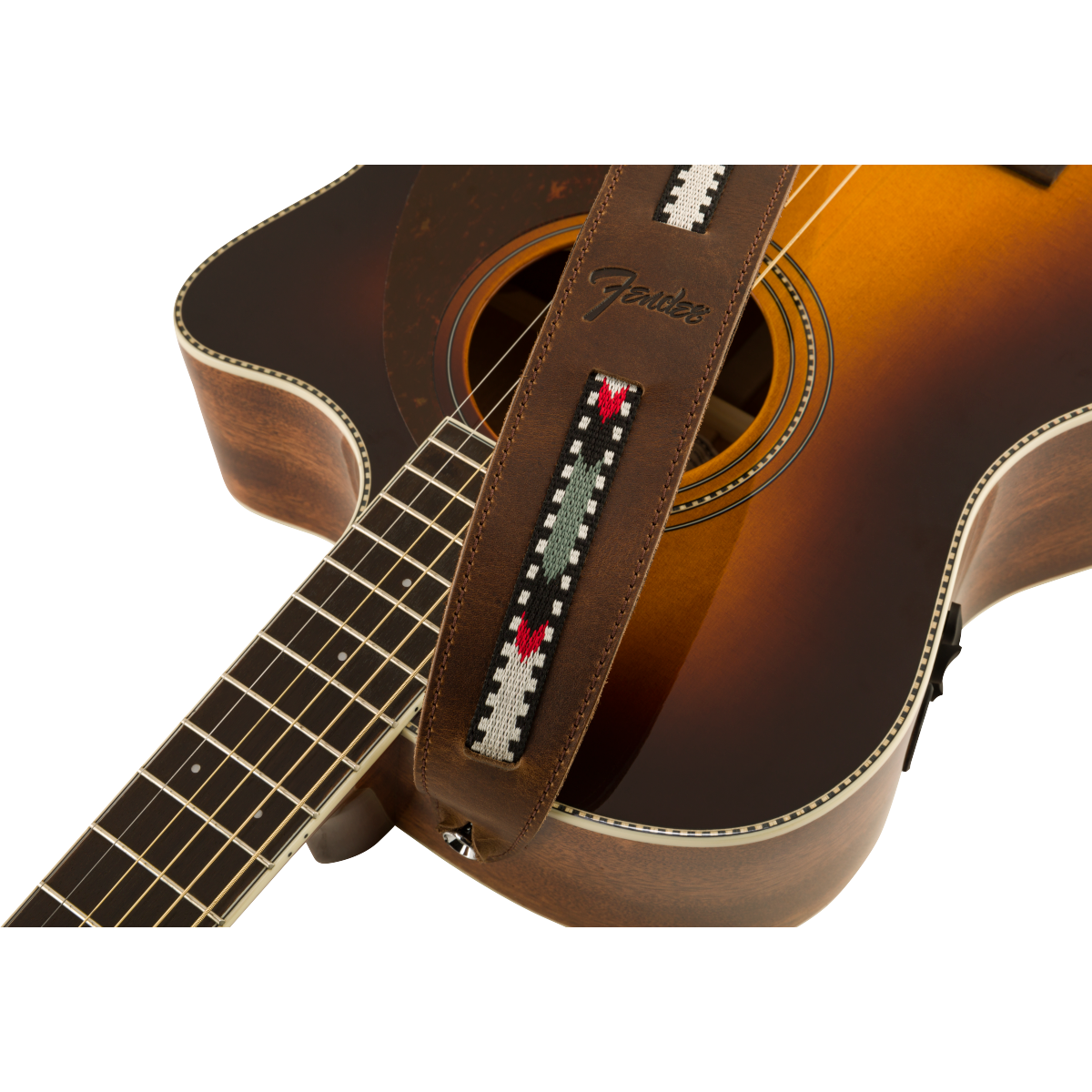 Fender Paramount Leather Strap for Acoustic Guitar | Brown