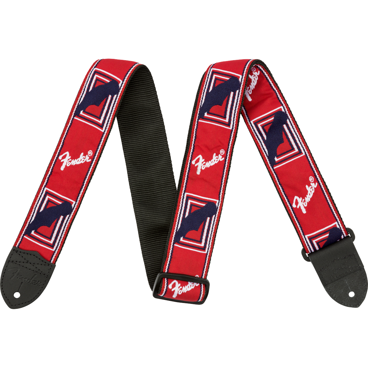 Fender Monogrammed Strap for Guitar and Bass | Red/White/Blue