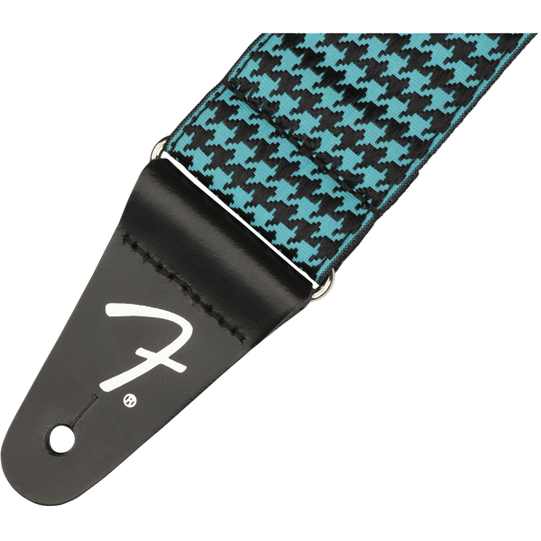 Teal Houndstooth Jacquard Strap by Fender | Polyester instrument strap | Adjustable Length