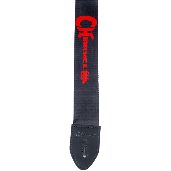Black Strap with Red Logo by Charvel® | Polyester instrument strap | Adjustable Length