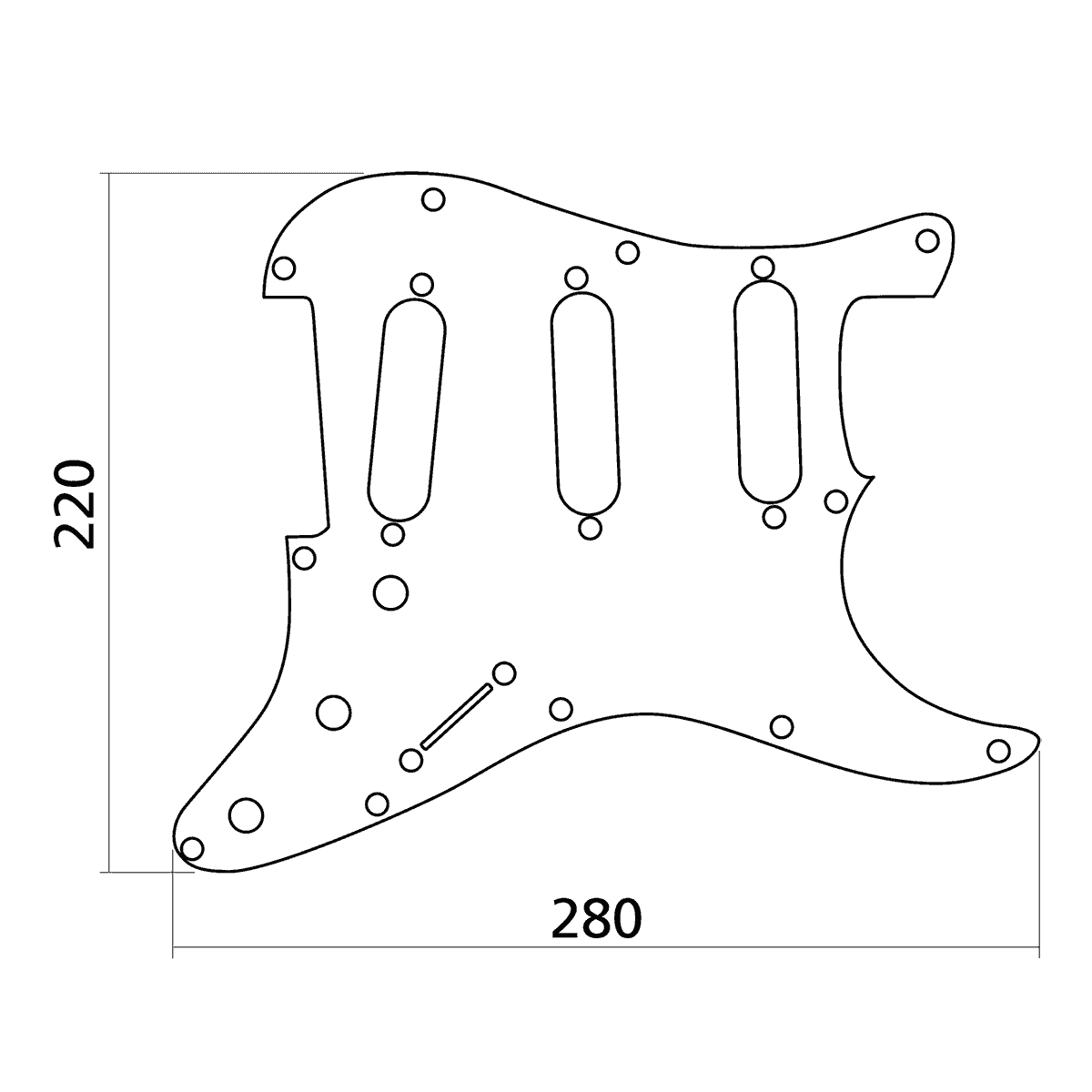 Pickguard Black | 3 Ply | Type Stratocaster | By Yellow Parts | ADI EZ1100B