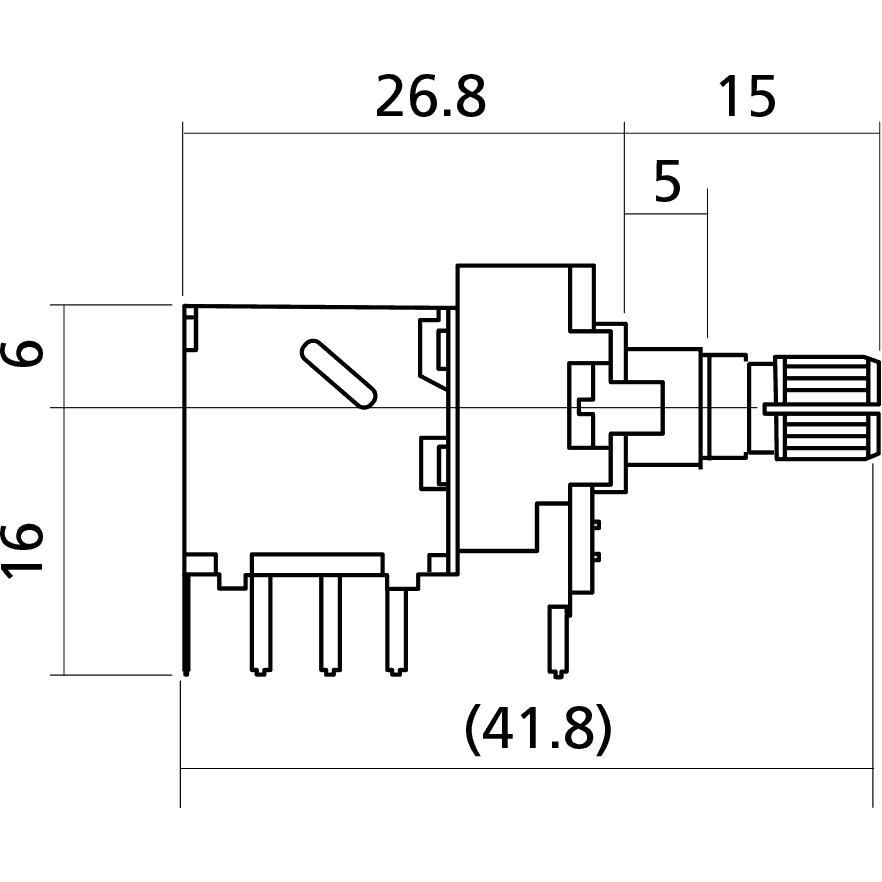 Volume push-pull pot 250K by Yellow Parts