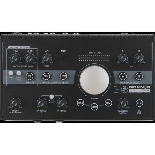 Mackie Big Knob Studio 3x2 Studio Monitor Controller and Interface | Monitor Controller and USB Audio Interface | 2 Mic Preamps | 3 Selectable Stereo Inputs | 2 Selectable Stereo Outputs