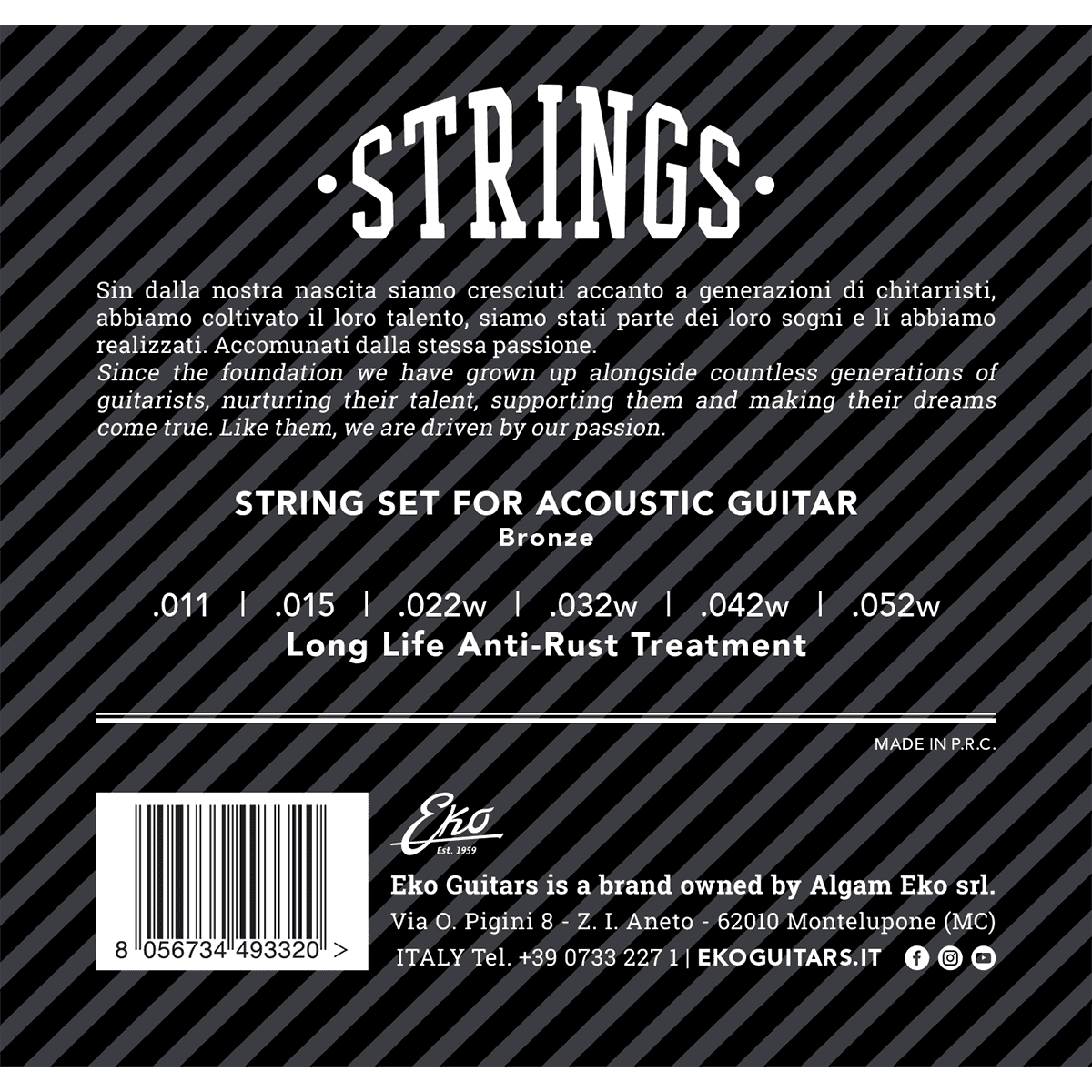 EKO Bronze Acoustic Guitar String Set | Light .011-.052
