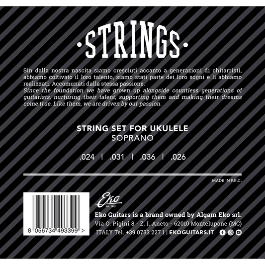 Eko | Strings Set for Soprano Ukulele | Medium | 4 Strings | CEK UKSOPRANOM