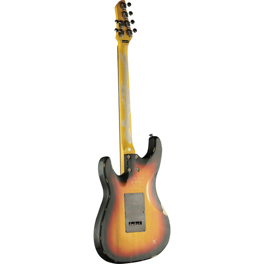 Aire Relic Sunburst | Vintage Strat Type Electric Guitar by EKO | HSS with Coil Split