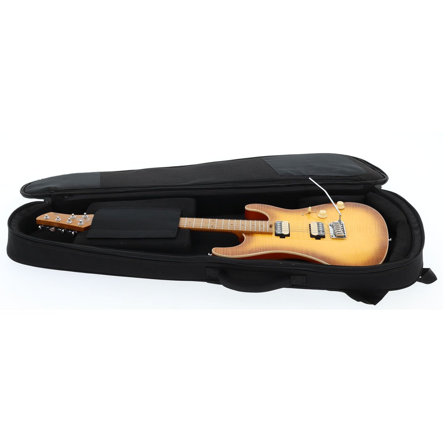 EKO Fire 401 Aurora Electric Guitar | Roasted Maple Fingerboard | Included Gigbag | Flamed Amber Burst