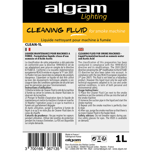 Algam Lighting | Cleaning Liquid for Smoke Machine | 1L | LSF CLEAN-1L