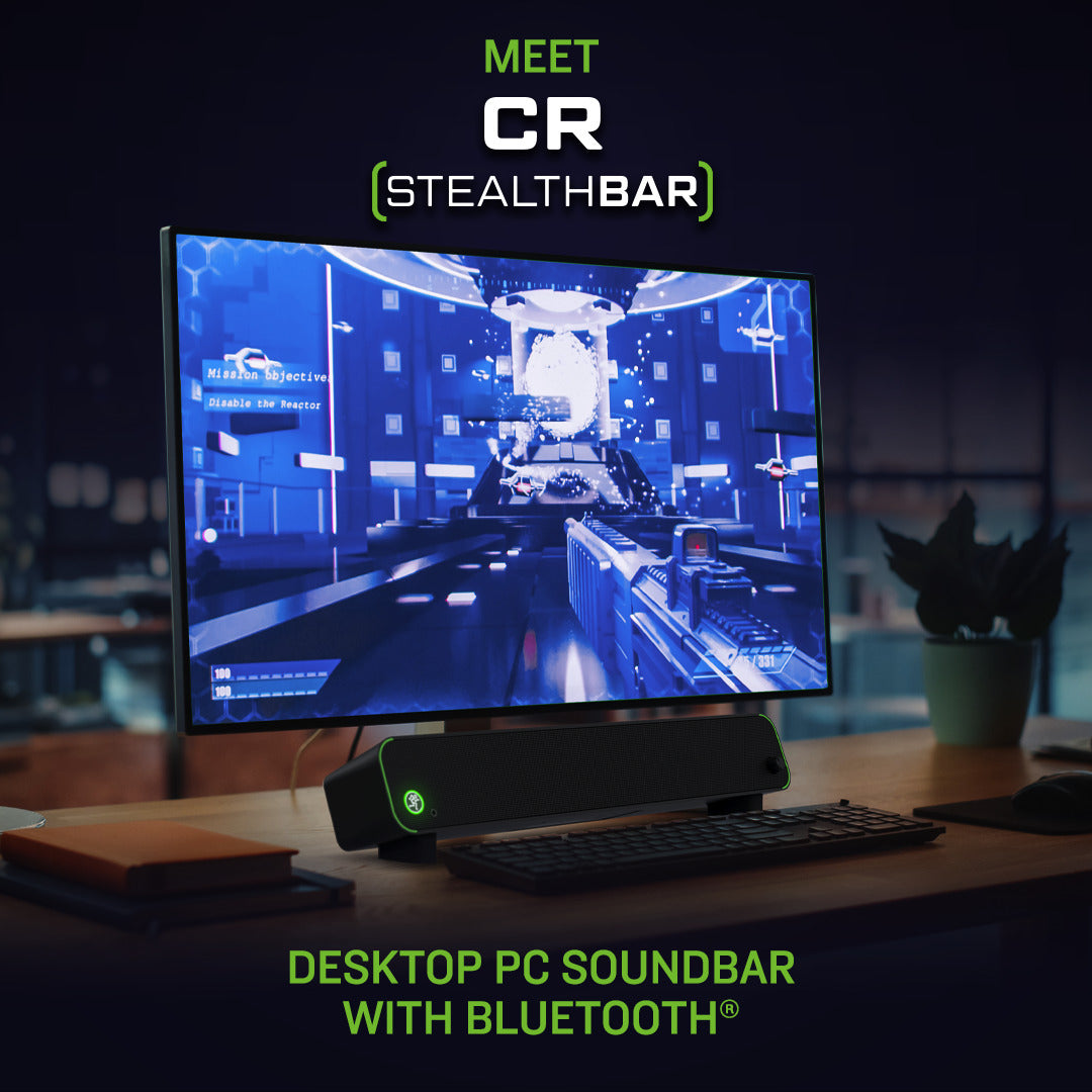 Mackie CR StealthBar Desktop/PC Soundbar | Soundbar with Bluetooth | Sound-enhancing Presets | USB Connectivity | 50W | Convenient Headphone Out and Volume Controls