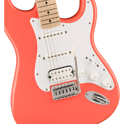 Squier Sonic Stratocaster HSS Electric Guitar | Maple Fingerboard | White Pickguard | Tahitian Coral