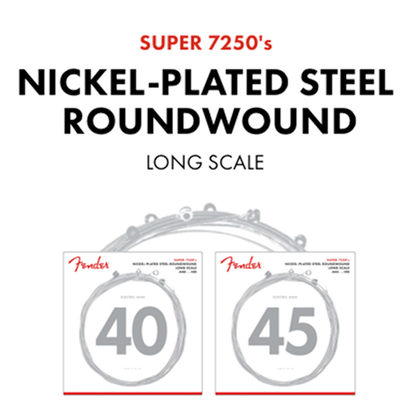 Fender Super 7250’S Electric Bass Strings 45-100 | Nickel Plated Steel | Long Scale