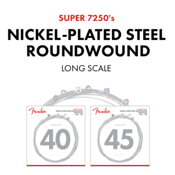 Fender Super 7250’S Electric Bass Strings 40-100 | Nickel Plated Steel | Long Scale