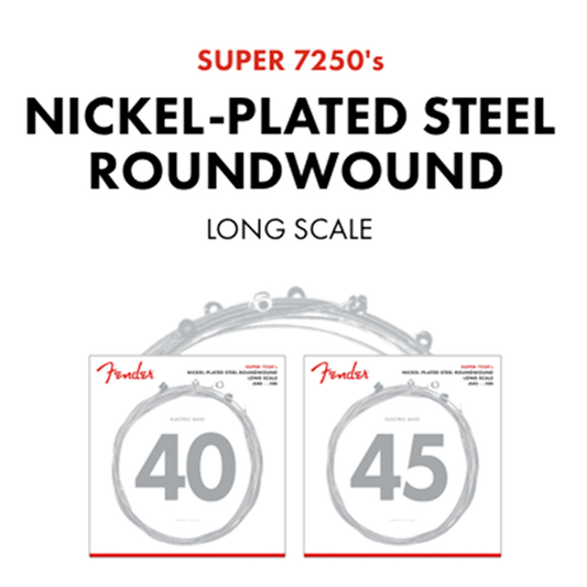 Fender Super 7250’S Electric Bass Strings 40-100 | Nickel Plated Steel | Long Scale