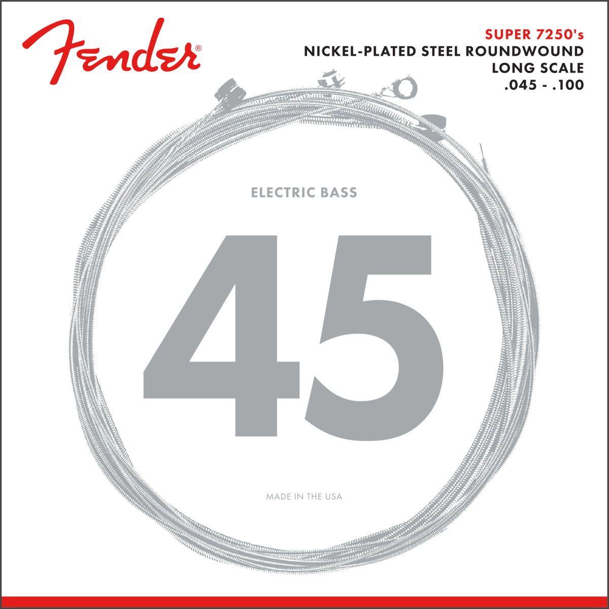 Fender Super 7250’S Electric Bass Strings 45-100 | Nickel Plated Steel | Long Scale