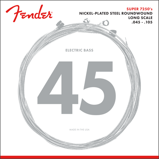 7250 Bass Guitar Strings by Fender | Nickel Plated Steel | Long Scale, 7250M .045-.105