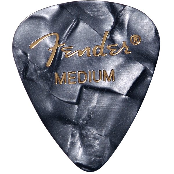 PREMIUM Medium Celluloid Picks | Pack of 12 | By Fender | 351 Shape | Black | 1980351843