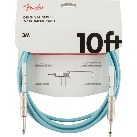 ​Fender Original Series 3m Instrument Cable | Daphne Blue, Straight/ Straight Jack