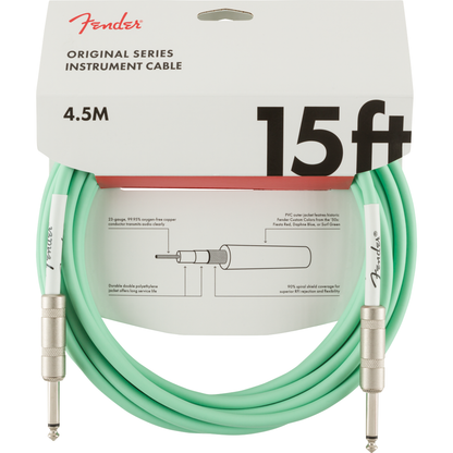 ​Fender Original Series 4.5m Instrument Cable | Surf Green, Straight/ Straight Jack