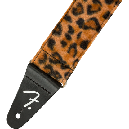 Wild Animal Print Strap by Fender | Polyester faux fur fabric instrument strap | Adjustable Length | Leopard Print