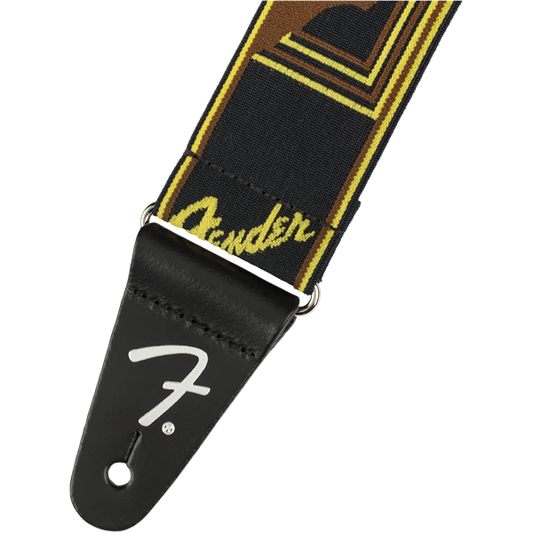 Weighless Monogram Guitar Strap by Fender | Black/Yellow/Brown