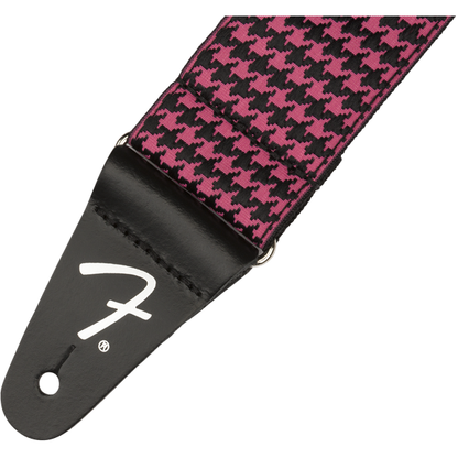 Pink Houndstooth Jacquard Strap by Fender | Polyester instrument strap | Adjustable Length