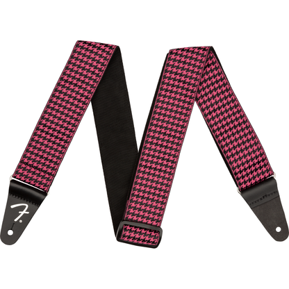 Pink Houndstooth Jacquard Strap by Fender | Polyester instrument strap | Adjustable Length
