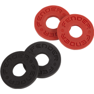 Strap Blocks by Fender | Keep Your Guitar Safe | 4-Pack, Black (2) and Red (2)