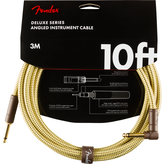 ​Fender Deluxe Series 3m Instrument Cable | Tweed Colours, Straight/Angle