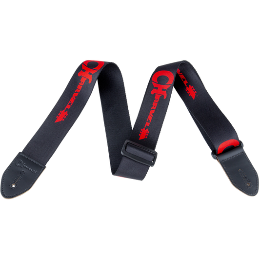 Black Strap with Red Logo by Charvel®  | Polyester instrument strap | Adjustable Length