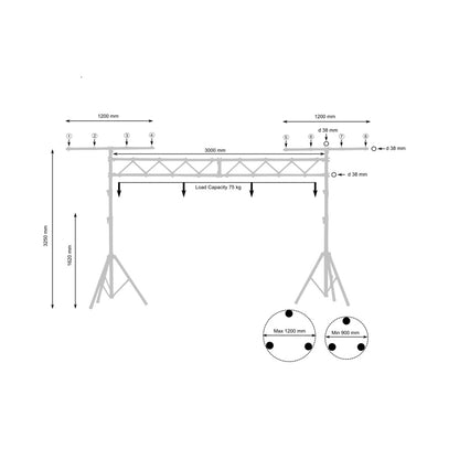 Quiklok STS14 Two Tripod Stands with a Bridge for Lights