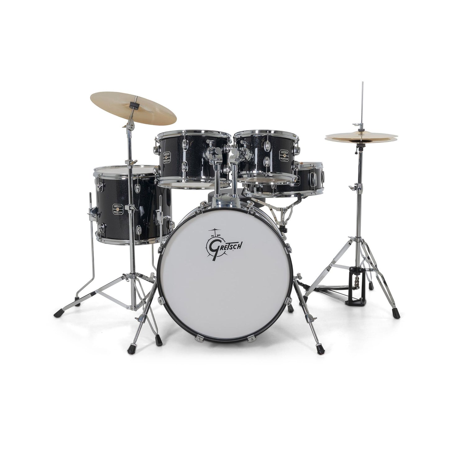 Gretsch Renegade Acoustic Drum Set | 10” and 12” Toms, 14” Floor Tom, 20” Kick Drum, 14” Snare Drum | Black Mist