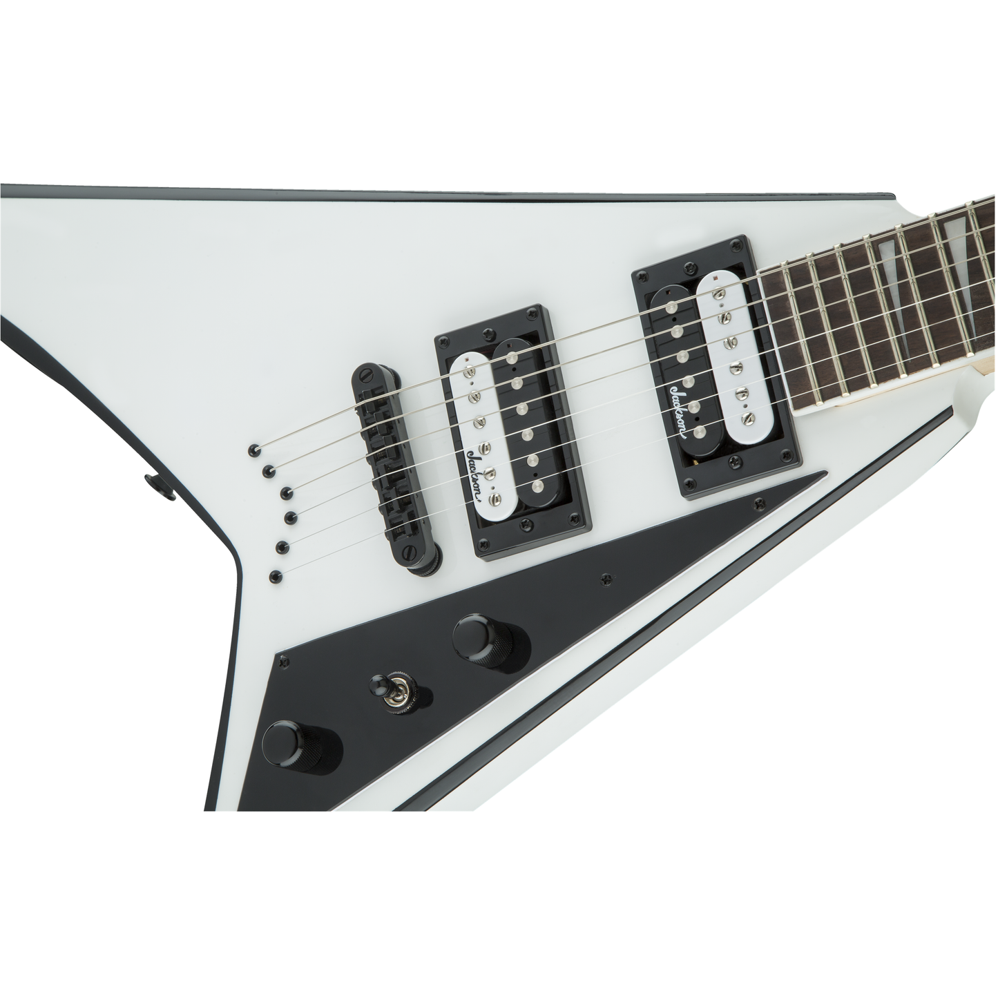 Jackson JS Series Rhoads JS32T Electric Guitar | White with Black Bevels | Jumbo Frets | High Output Pickups