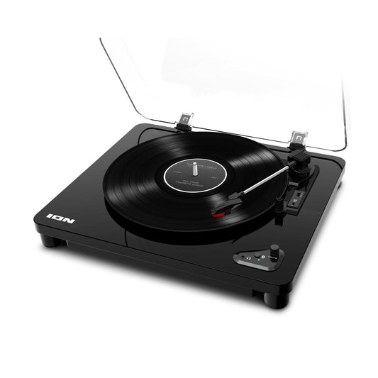 ION Audio Air LP (Black) - Vinyl Record Player with Bluetooth Transmitter, Three Speed Levels, Vintage Look, Piano Lacquer, Vinyl to MP3 Conversion Software for Mac/PC Included