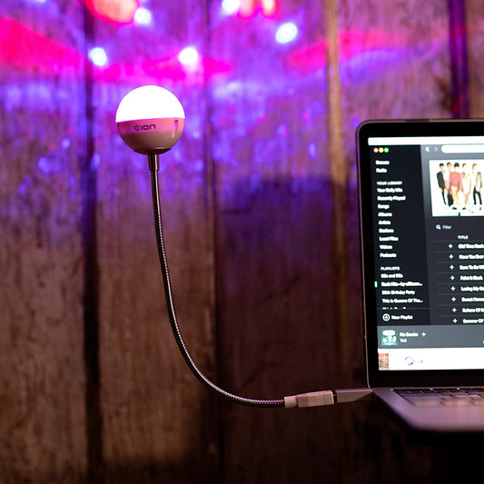 ION Audio Party Ball USB | Ultra-Compact USB Powered Party Light Display That Synchronises With Your Music – Perfect for Laptops, TVs