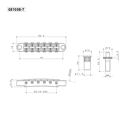 Gotoh Tunomatic GE103B-T-XG Electric Guitar Bridge | X-Gold