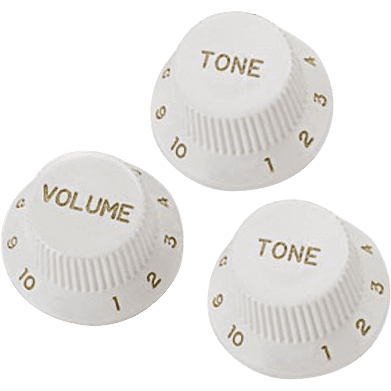 Knobs | Type Stratocaster | White | 3 pcs | By Yellow Parts | ADI EZ1215W