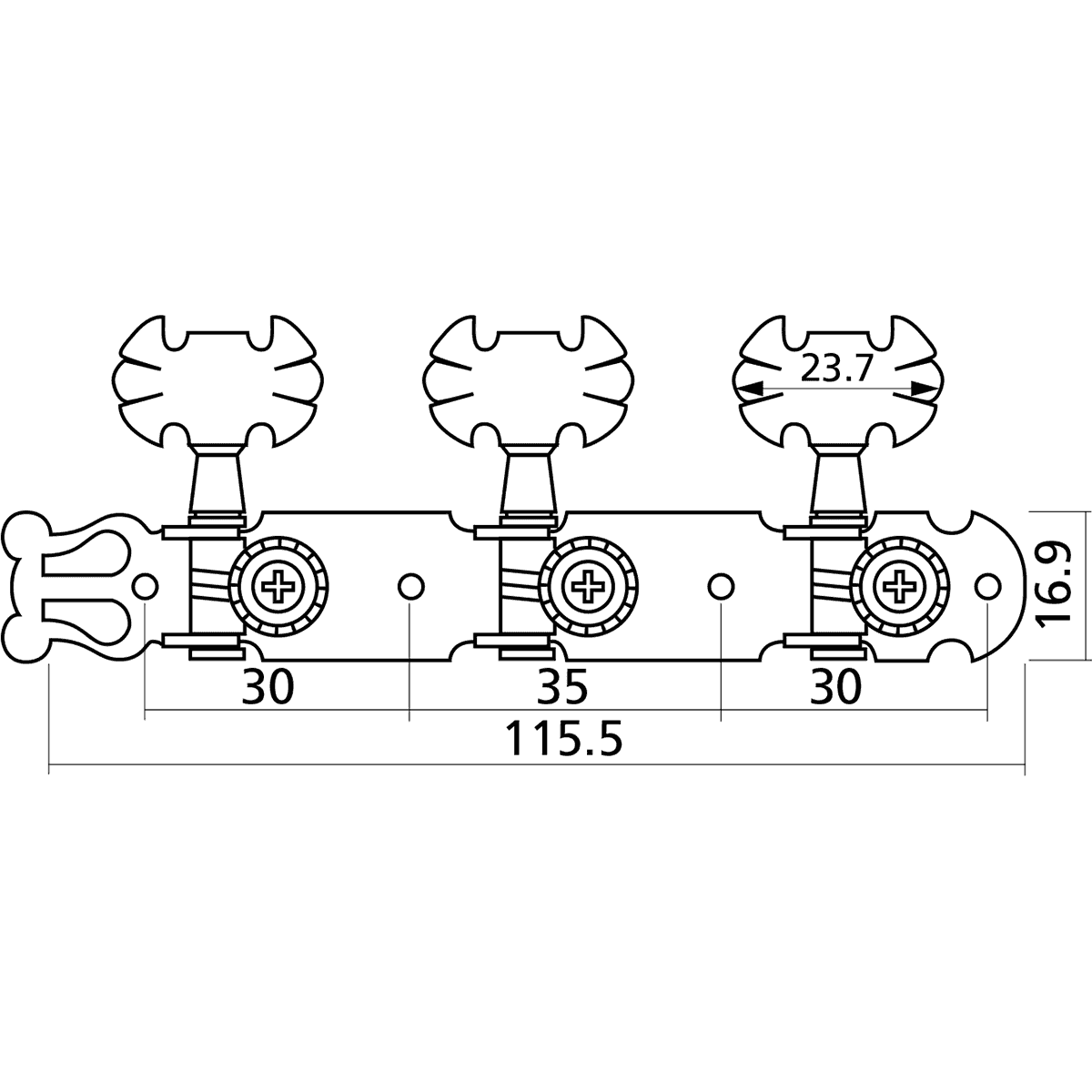 Classical Guitar Tuning Machines 2X3 by Yellow Parts | Nickel