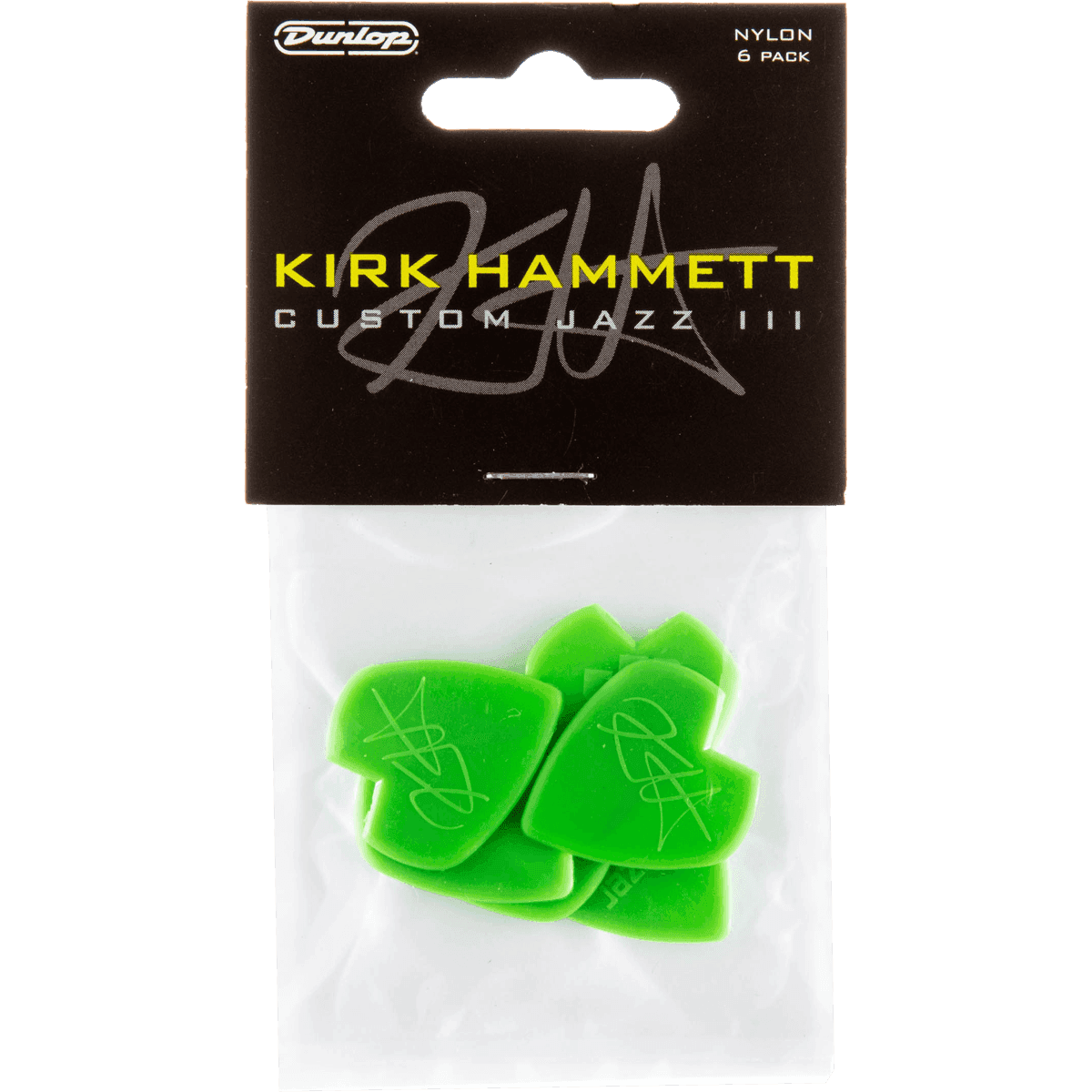 Dunlop Kirk Hammet Signature Custom Jazz III Guitar Picks | Pack of 6 | Green