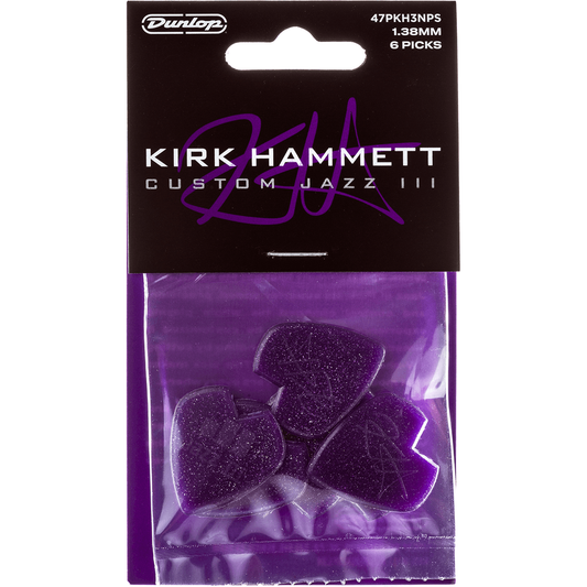 Dunlop Kirk Hammet Signature Custom Jazz III Guitar Picks | Pack of 6 | Purple