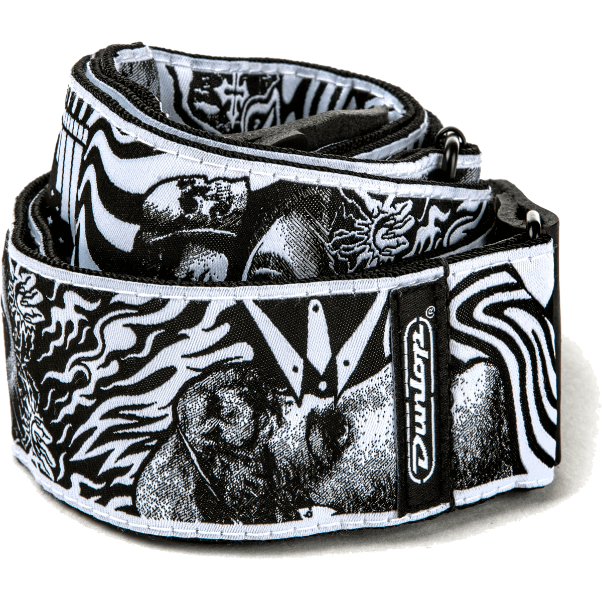 ​ILoveDust Skulls Jacquard Guitar Strap ILD04 Black & White Skulls by Dunlop