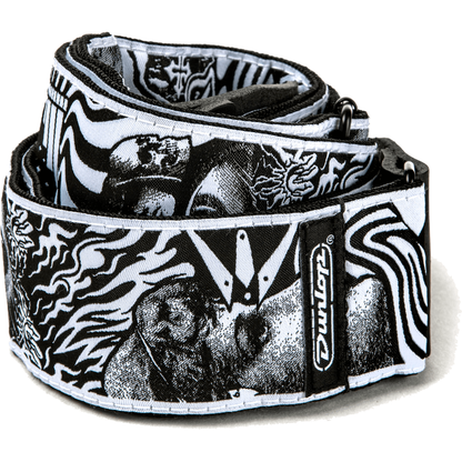 ​ILoveDust Skulls Jacquard Guitar Strap ILD04 Black & White Skulls by Dunlop