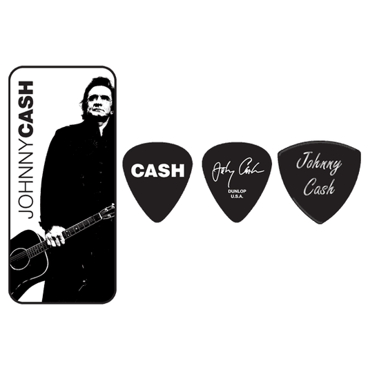 Johnny Cash Legend Guitar Pick Tin by Dunlop | 6 Plectrums in Collectors Tin | ADU JCPT02H