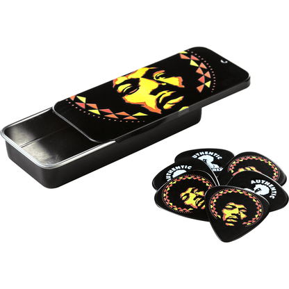 Jimi Hendrix Aura Mandala Guitar Pick Tin by Dunlop | Contains 6 Guitar Picks