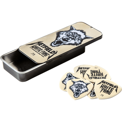 James Hetfield White Fang  Guitar Pick Tin by Dunlop | 6 0.73mm Plectrums in Collectors Tin | ADU PH122T073