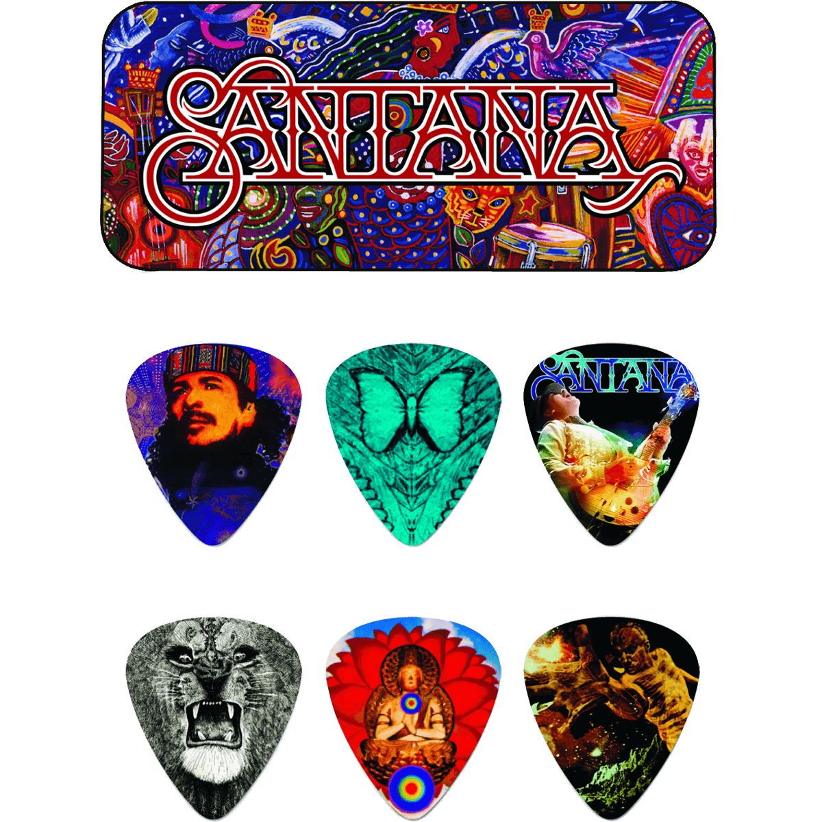 Santana Guitar Pick Tin by Dunlop | 6 Heavy Plectrums in Collectors Tin