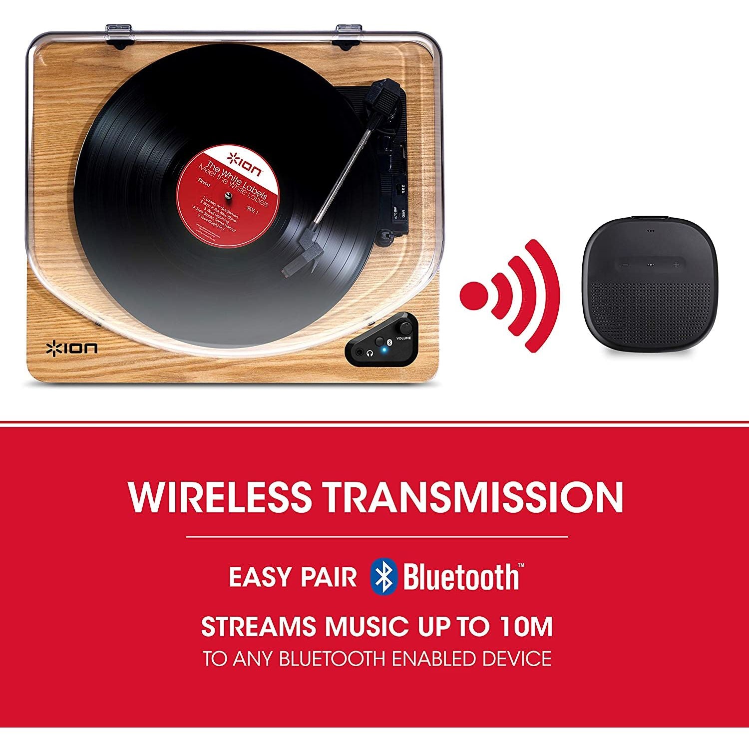 ION Audio Air LP (Wood) - Vinyl Record Player with Bluetooth Transmitter