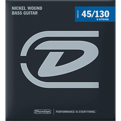 Dunlop 45-130 Electric Bass Guitar Strings | Nickel Wound | for 5-String Bass