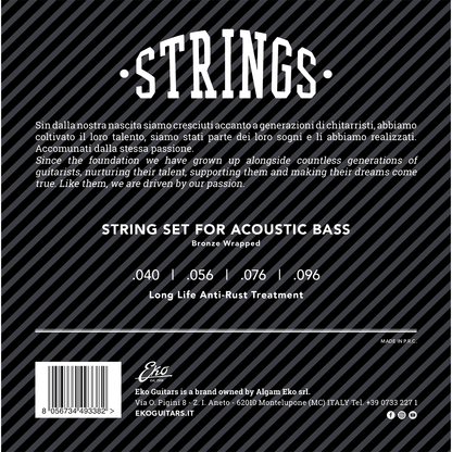 EKO 40-96 Acoustic Bass Guitar String Set | Long Life Anti Rust Treatment | CEK ABB4096M