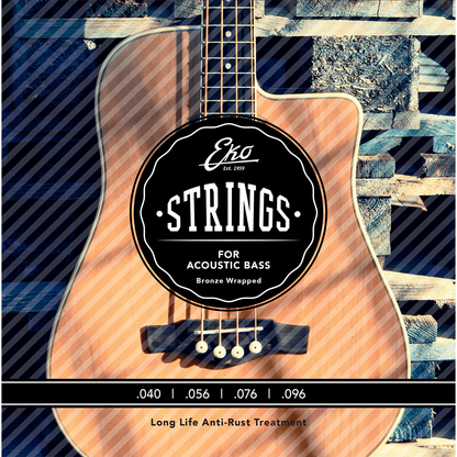 EKO 40-96 Acoustic Bass Guitar String Set | Long Life Anti Rust Treatment | CEK ABB4096M