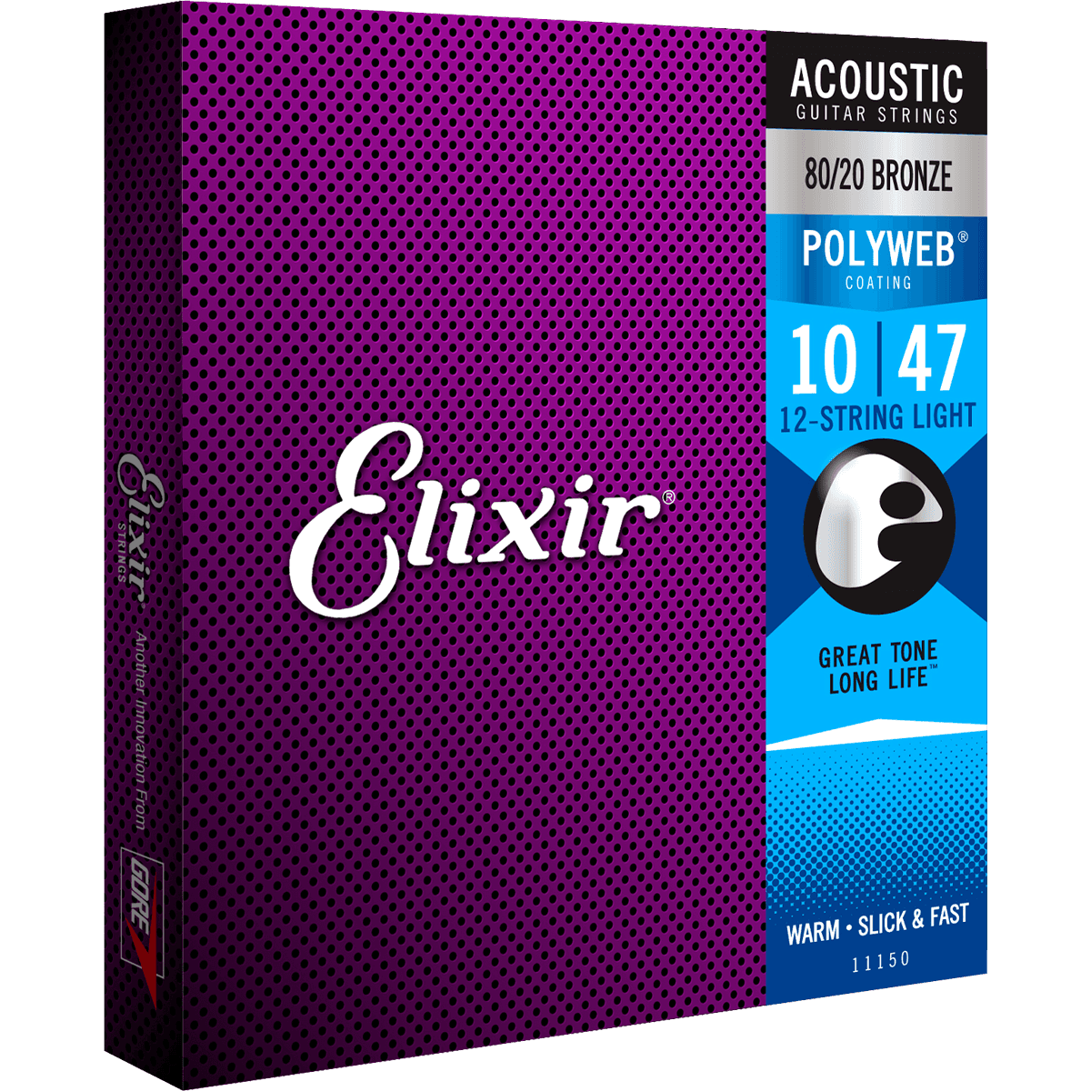 Elixir | Set 12 Strings for Acoustic Guitar 10/47 – 10/27 | Light | POLYWEB | 80/20 Bronze | CEL 11150